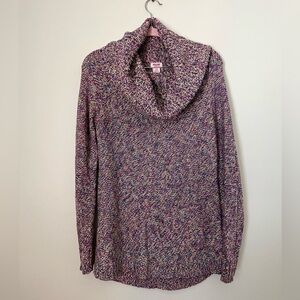 Multicolored cowl sweater